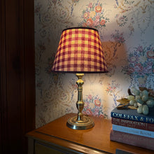 Load image into Gallery viewer, Vintage Gingham Shade + Brass Lamp
