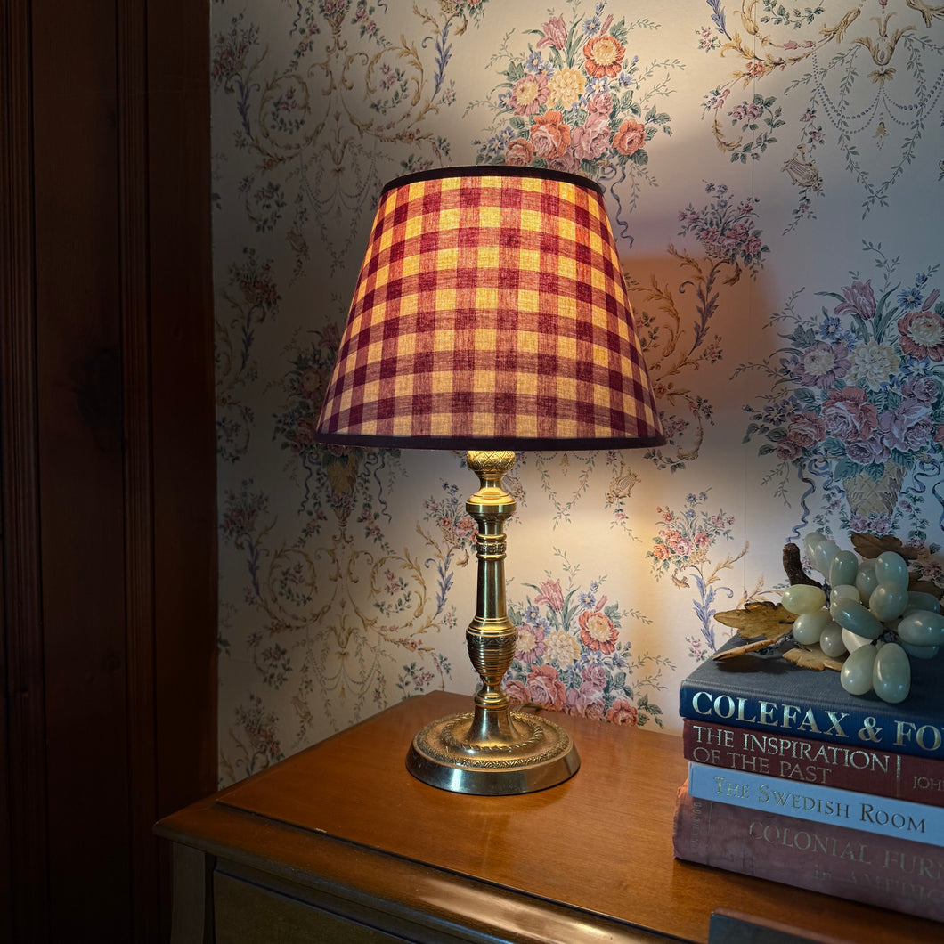 Vintage Gingham Shade + Brass Lamp